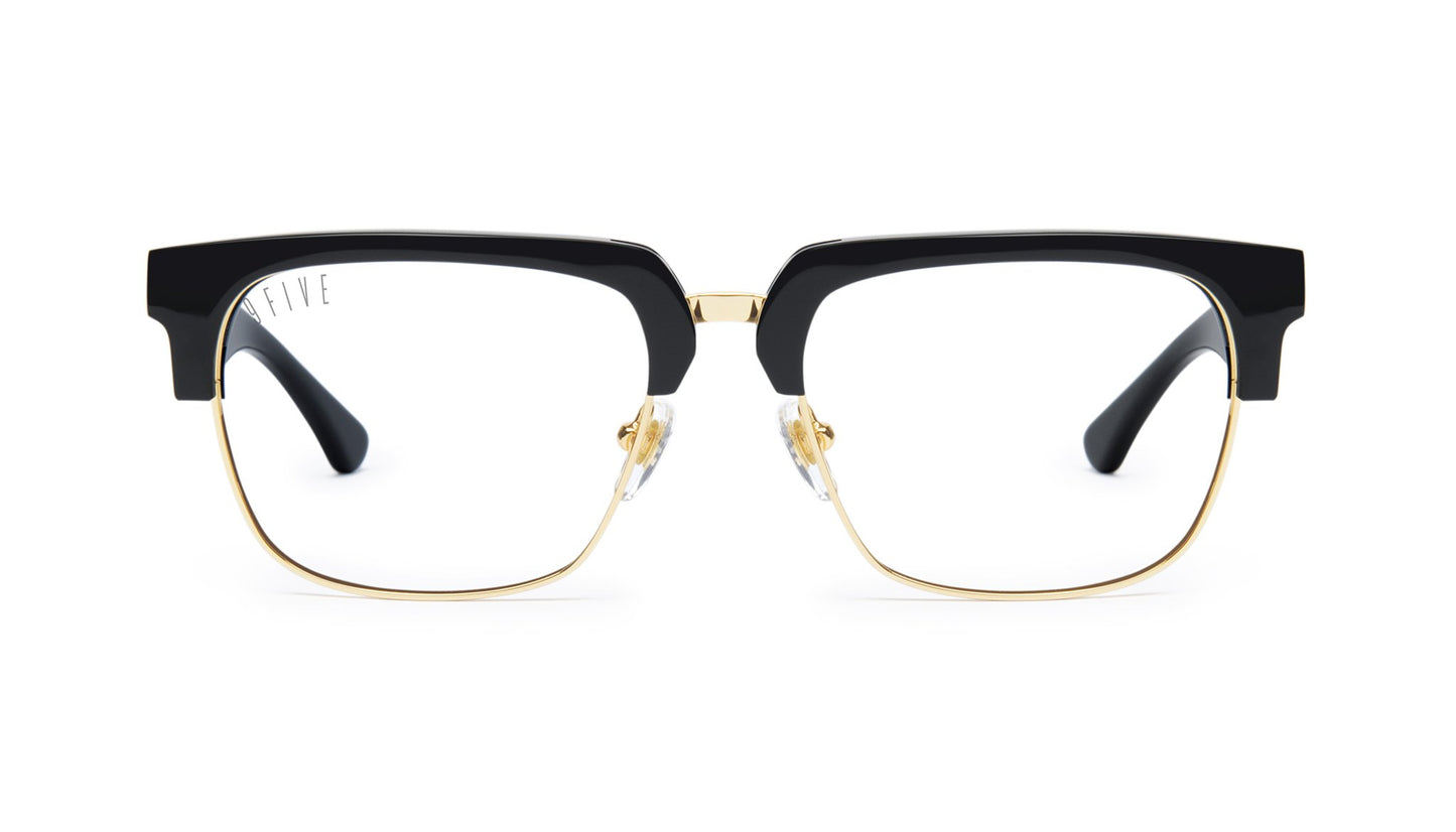 9FIVE Belmont Black & 24K Gold Clear Lens Glasses