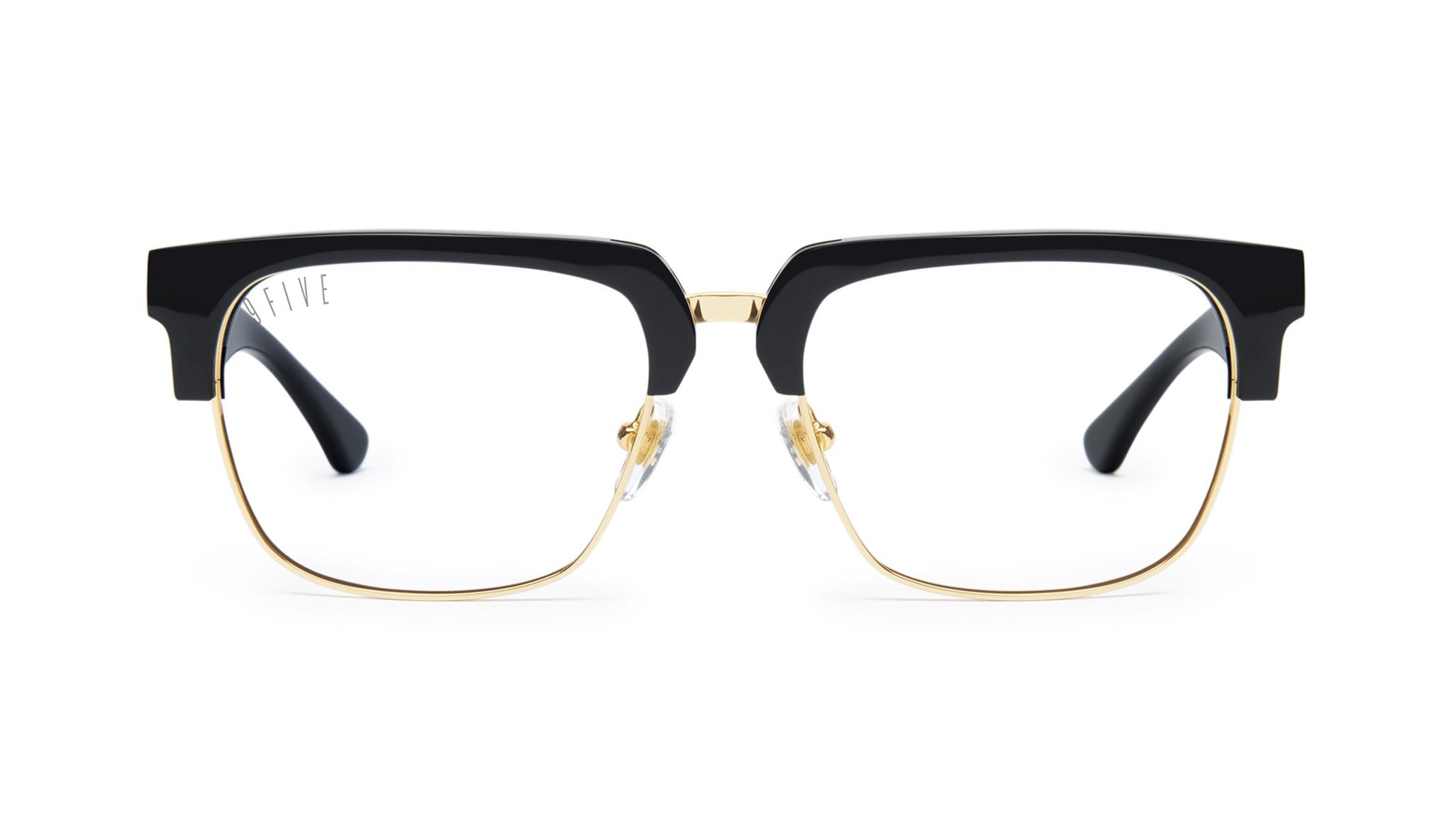 9FIVE Belmont Black & 24K Gold Clear Lens Glasses