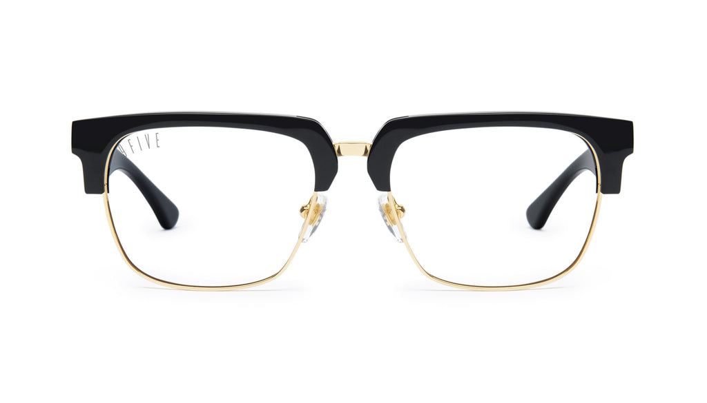 9FIVE Belmont Black & 24K Gold Clear Lens Glasses