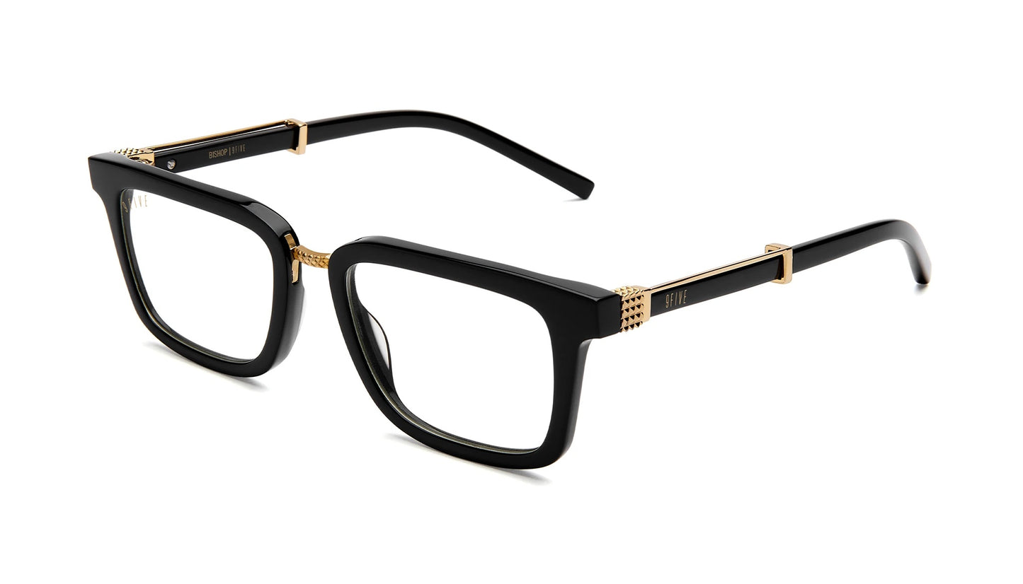 9FIVE Bishop Black &amp; Gold Clear Lens Glasses