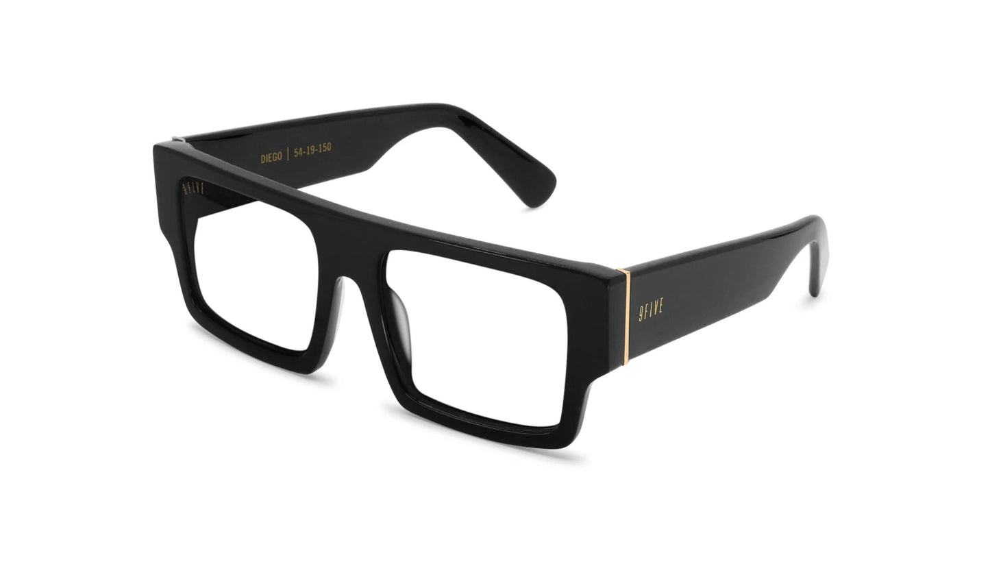 9FIVE Diego Black &amp; Gold Clear Lens Glasses