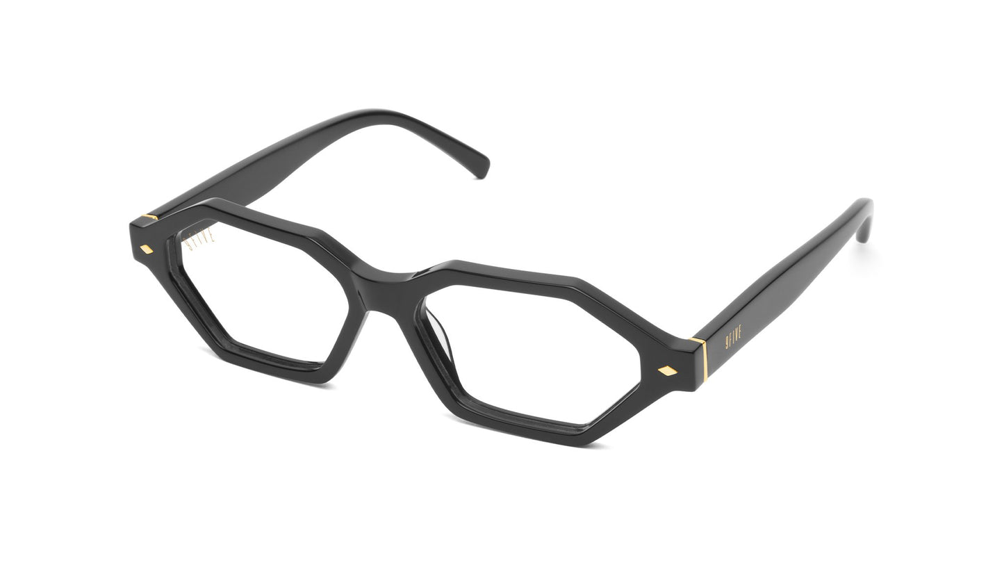 9FIVE Docks Black &amp; Gold Clear Lens Glasses