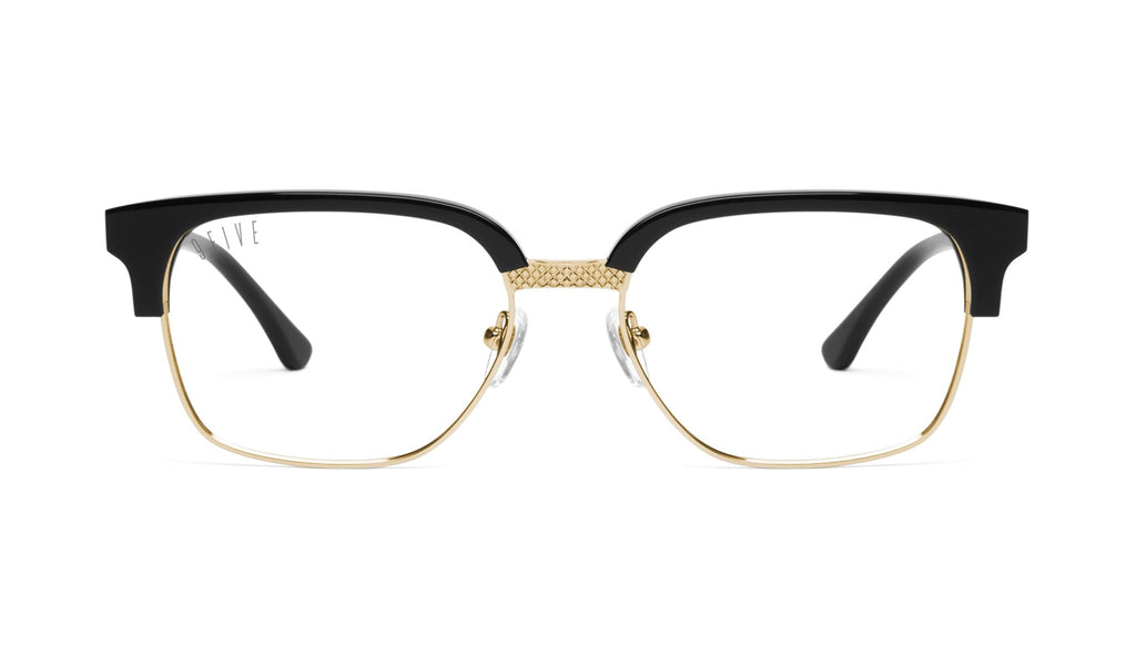 9FIVE Estate Black & 24k Gold Clear Lens Glasses