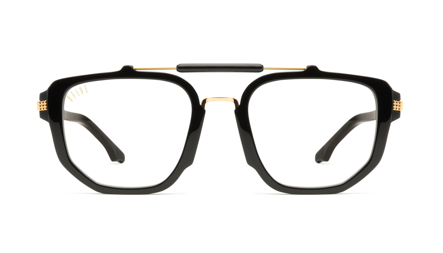 9FIVE Lawrence Black & Gold Clear Lens Glasses