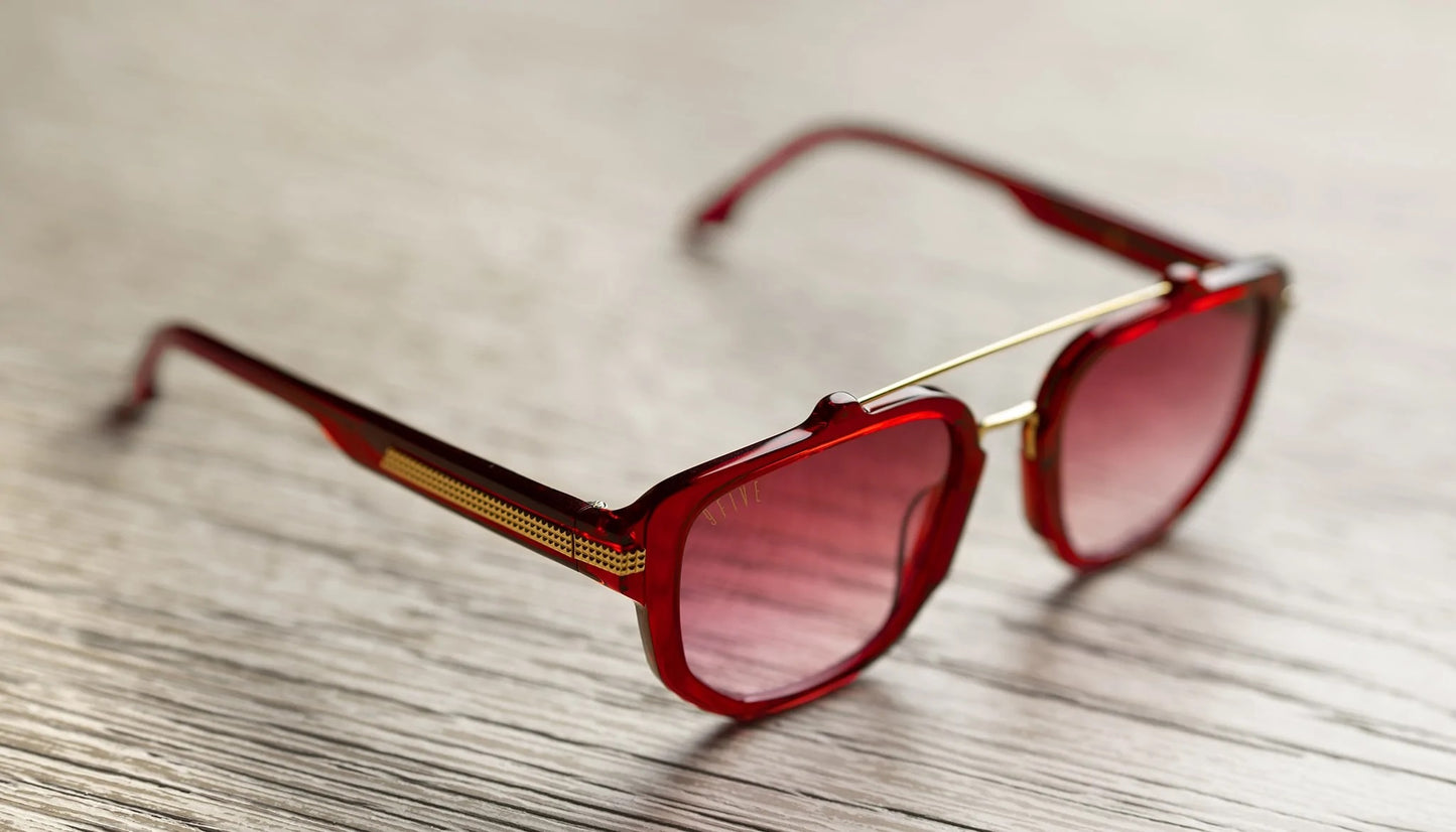 9FIVE Lawrence Red Ruby &amp; Gold – Gradient Sunglasses - Limited