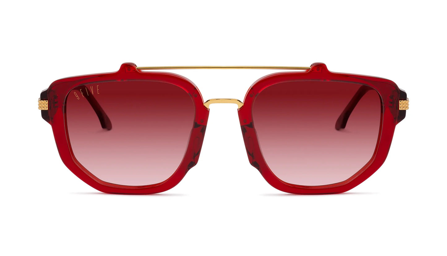 9FIVE Lawrence Red Ruby &amp; Gold – Gradient Sunglasses - Limited