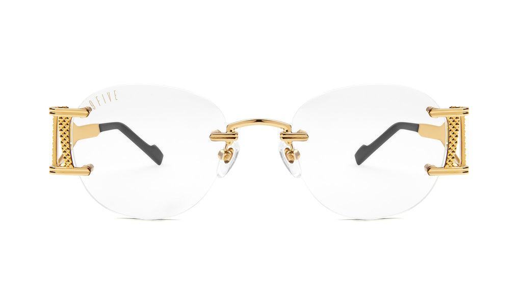 9FIVE Legacy Lite Black & Gold Clear Lens Glasses