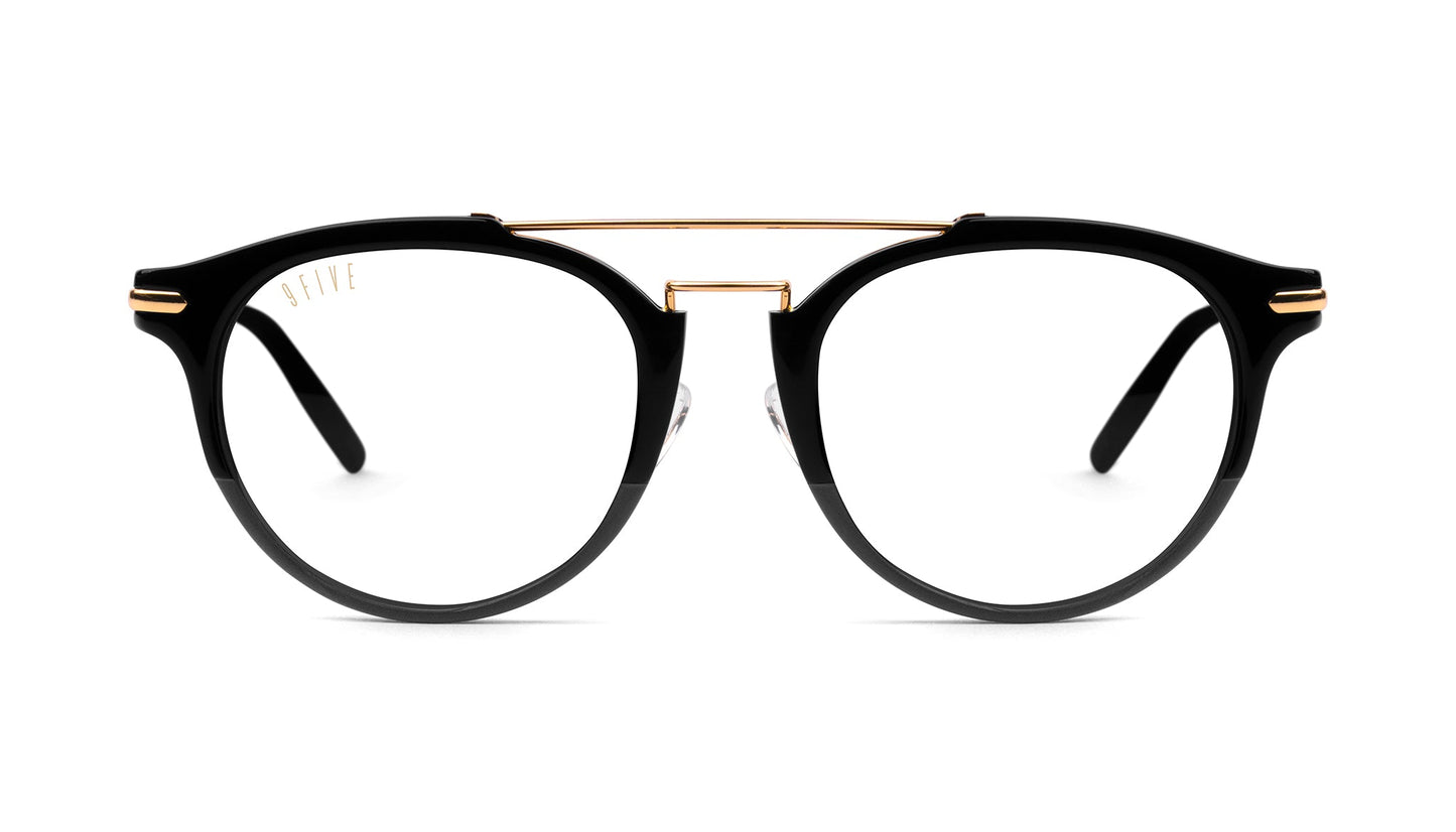 9FIVE Leo Black &amp; Gold Clear Lens Glasses