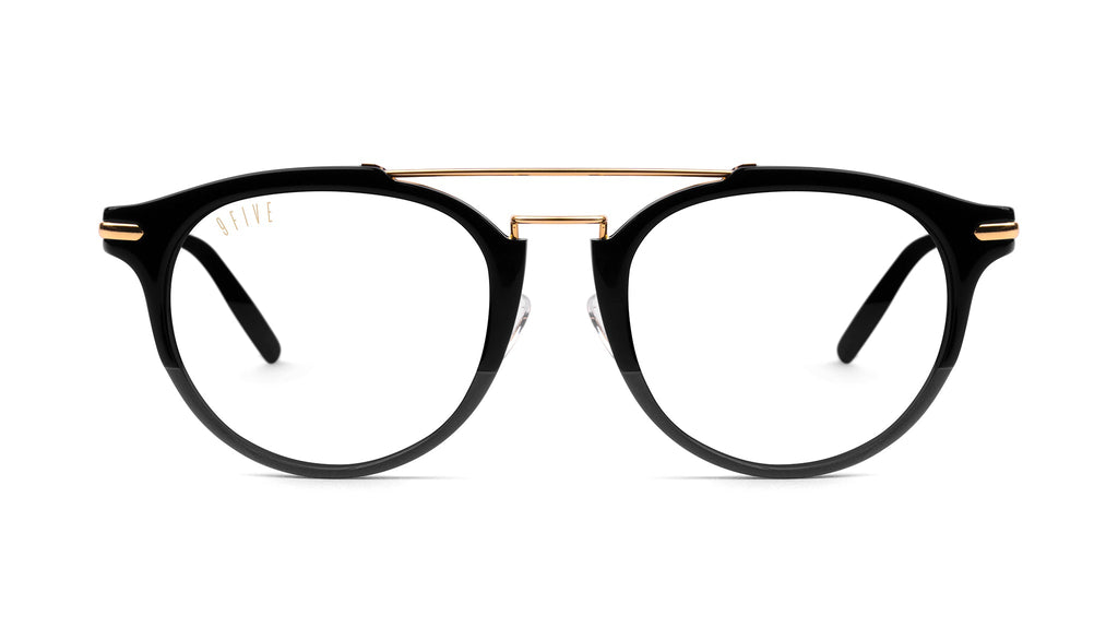 9FIVE Leo Black & Gold Clear Lens Glasses