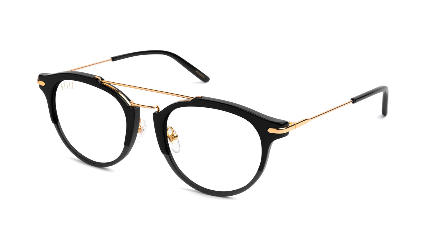 9FIVE Leo Black &amp; Gold Clear Lens Glasses