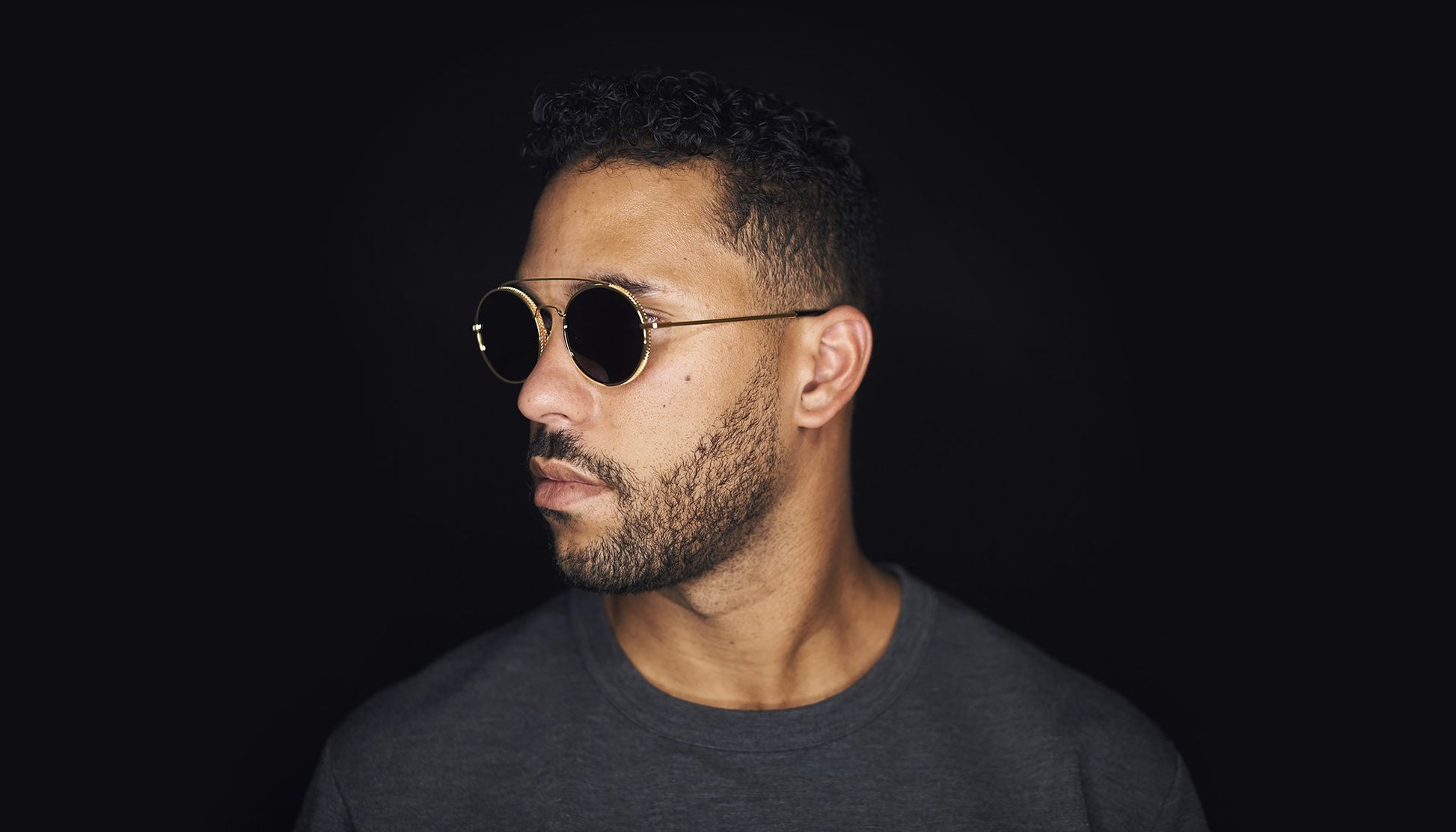 9FIVE 50-50 24K Gold Round Sunglasses