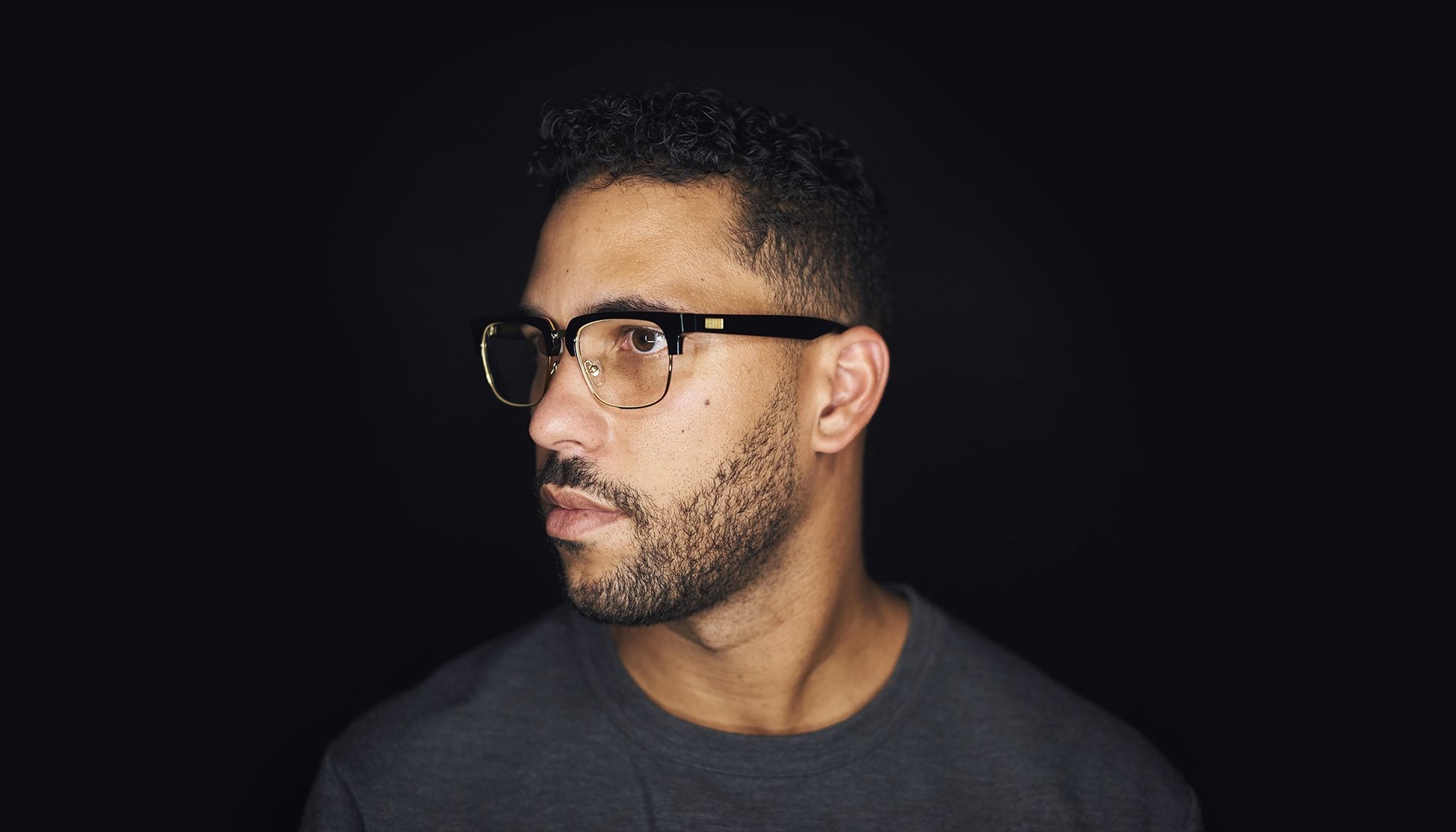 9FIVE Belmont Black & 24K Gold Clear Lens Glasses