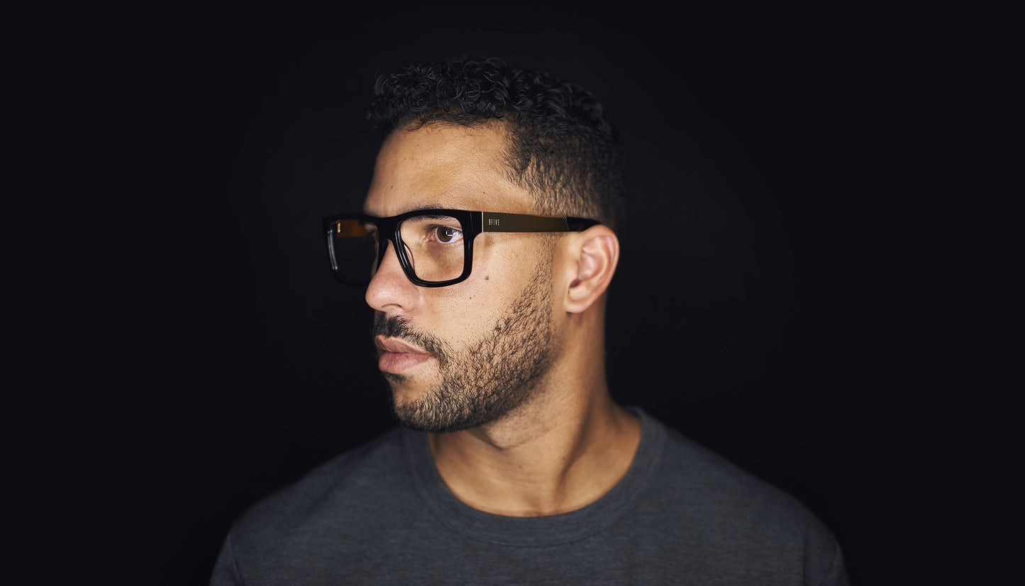 9FIVE Caps LX Black & 24K Gold Clear Lens Glasses