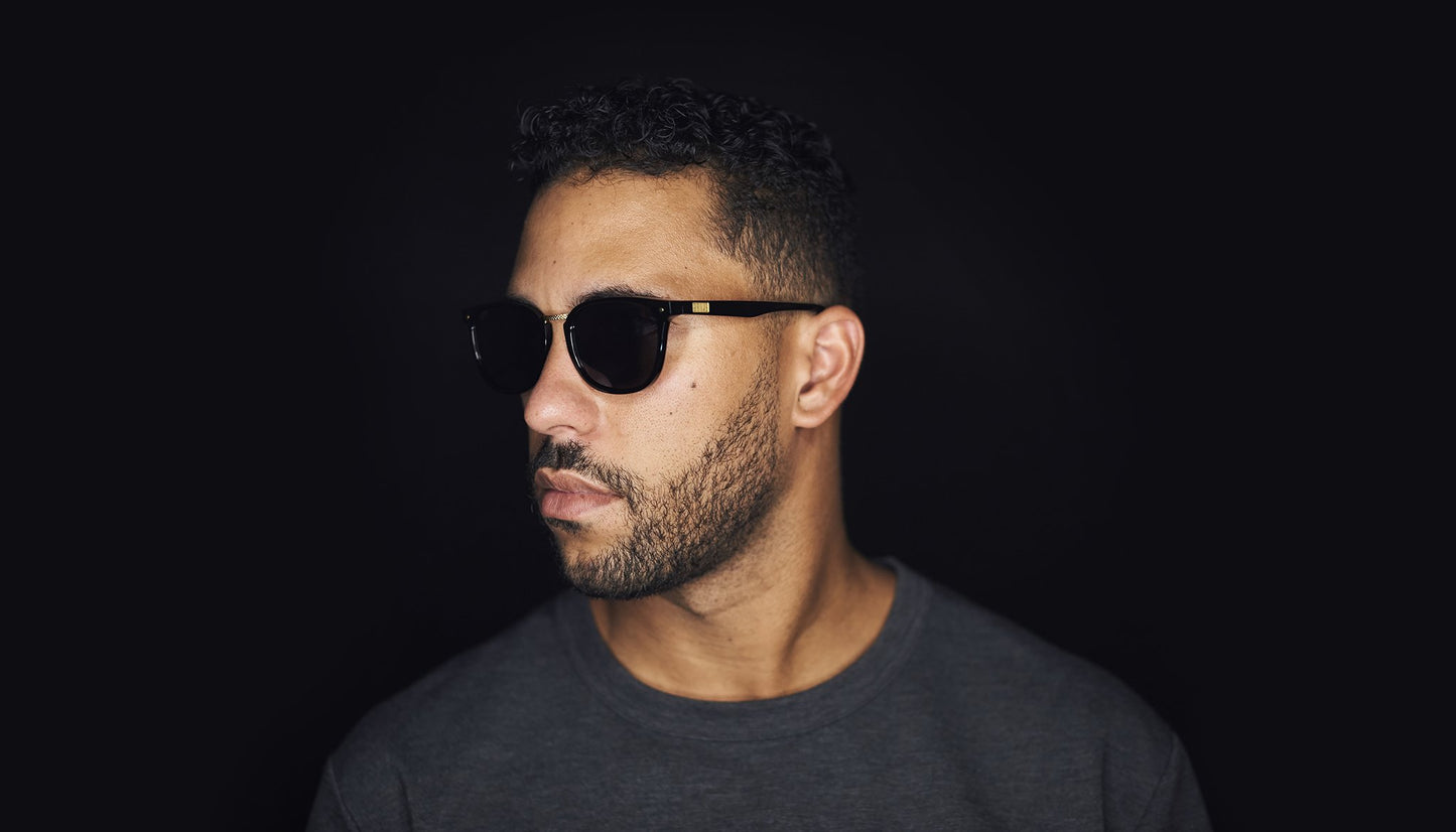 9FIVE Olson Black & 24K Gold Sunglasses