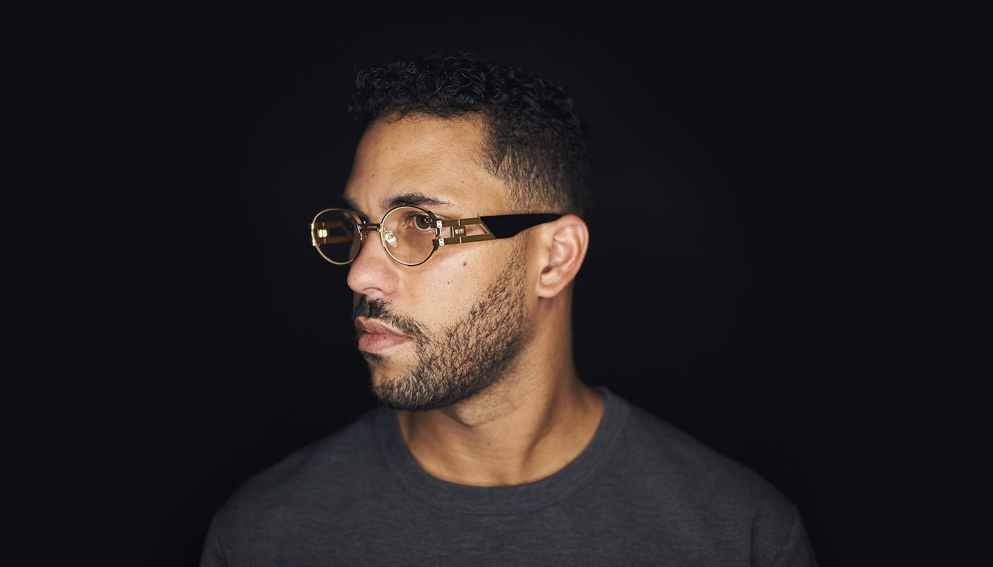 9FIVE St. James Black & 24k Gold Clear Lens Glasses