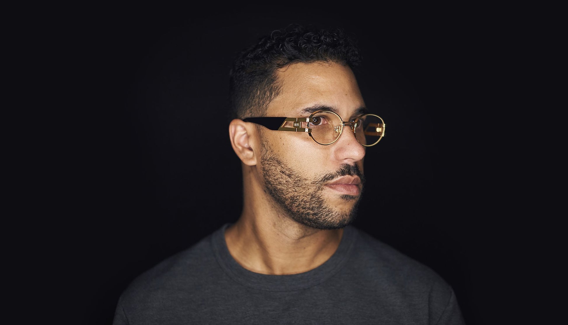 9FIVE St. James Black & 24k Gold Clear Lens Glasses