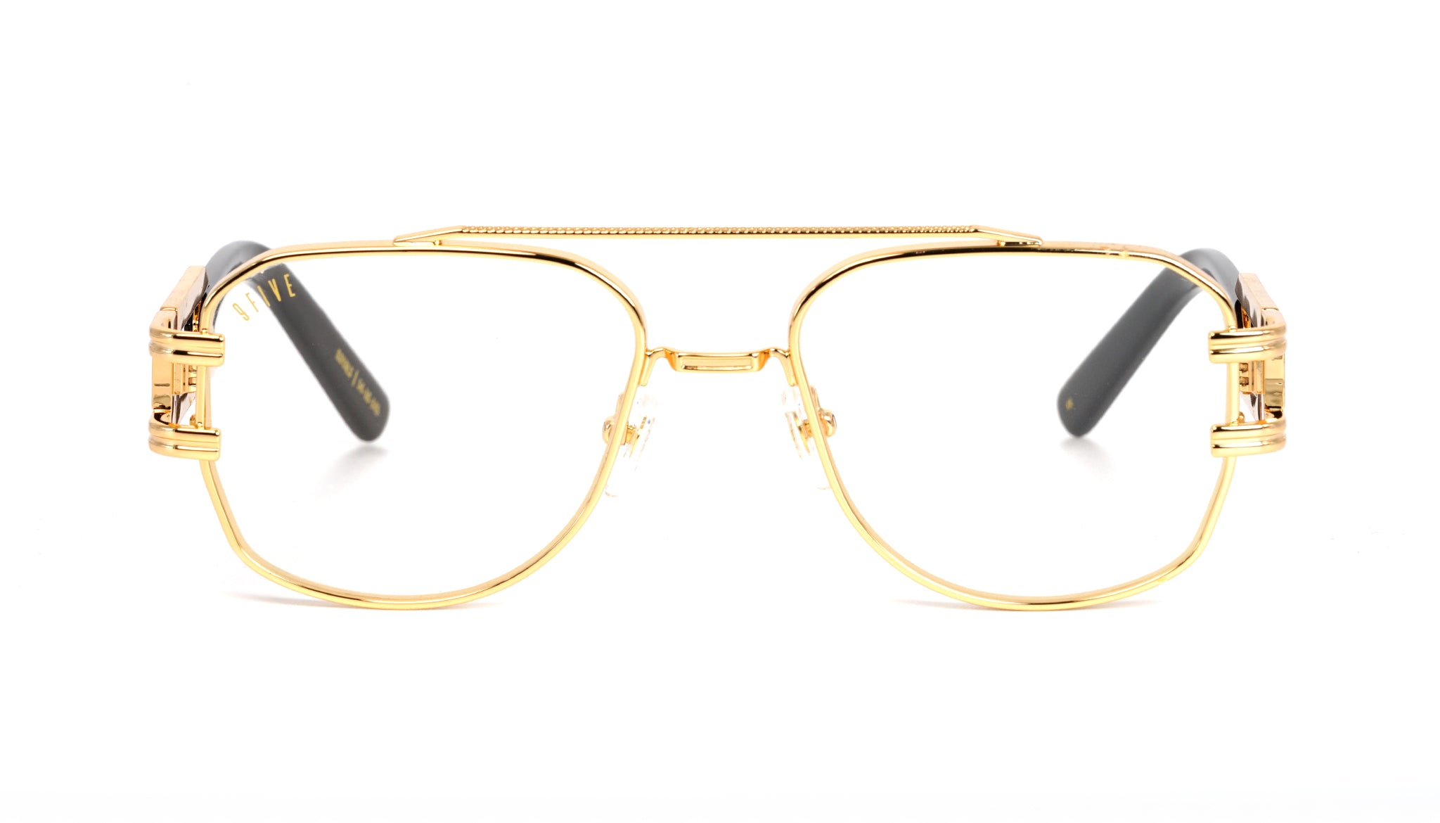 9five Royals Black And Gold Clear Lens Glasses 9five Europe 