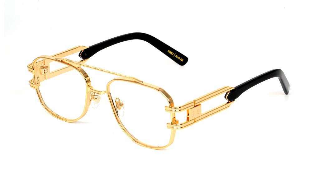 9FIVE Royals Black & Gold Clear Lens Glasses