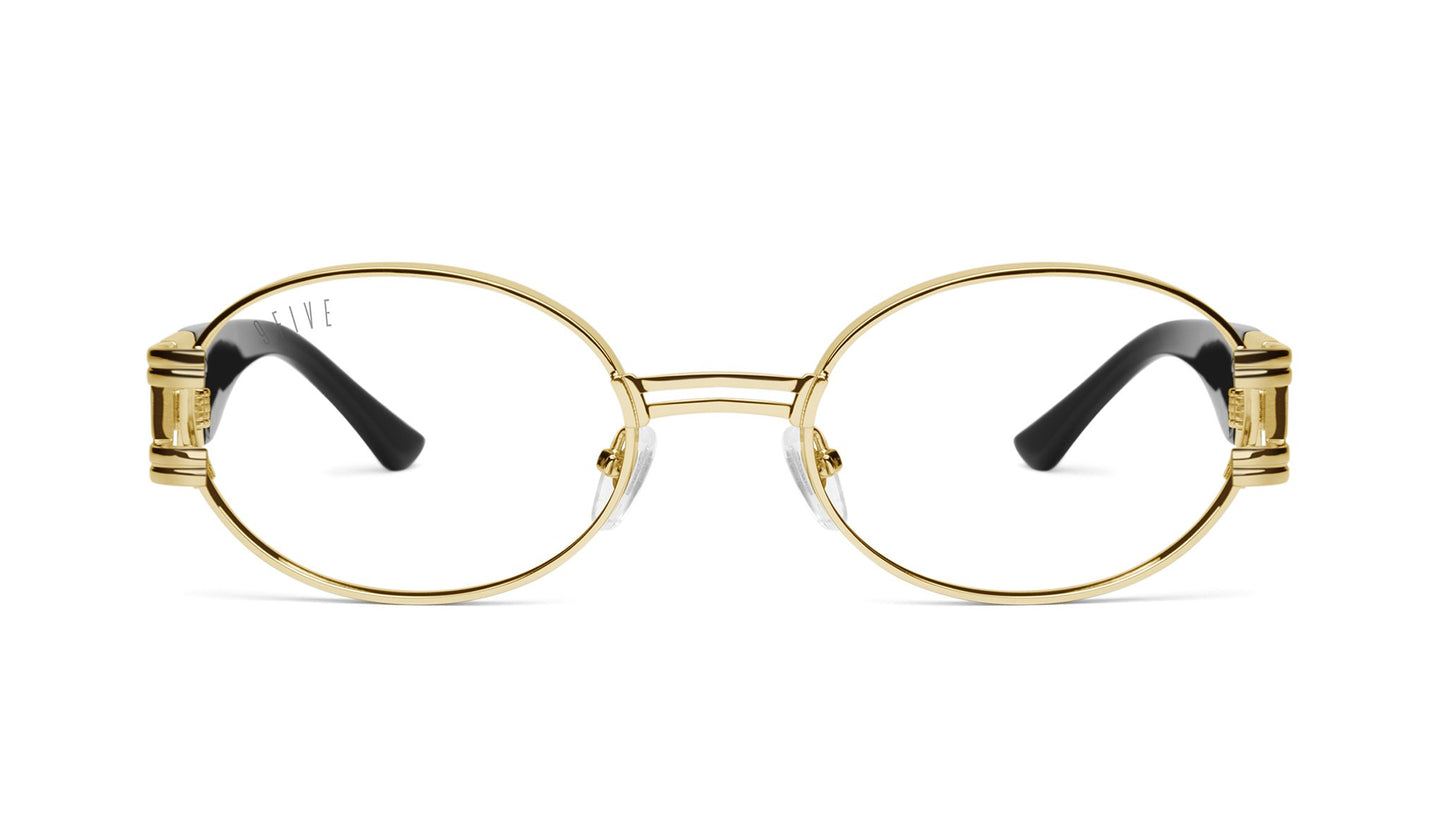 9FIVE St. James Black & 24k Gold Clear Lens Glasses