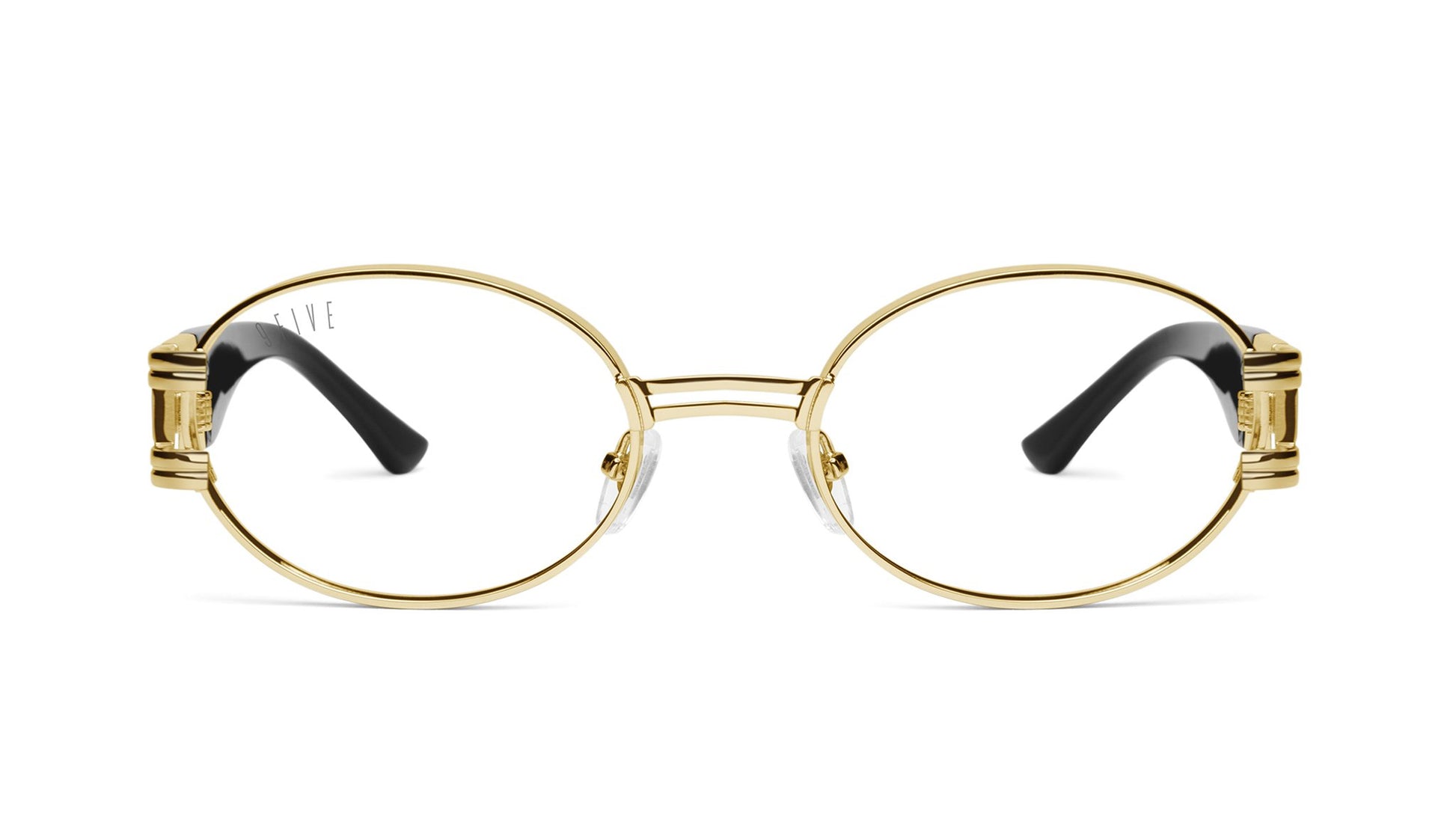 9FIVE St. James Black & 24k Gold Clear Lens Glasses