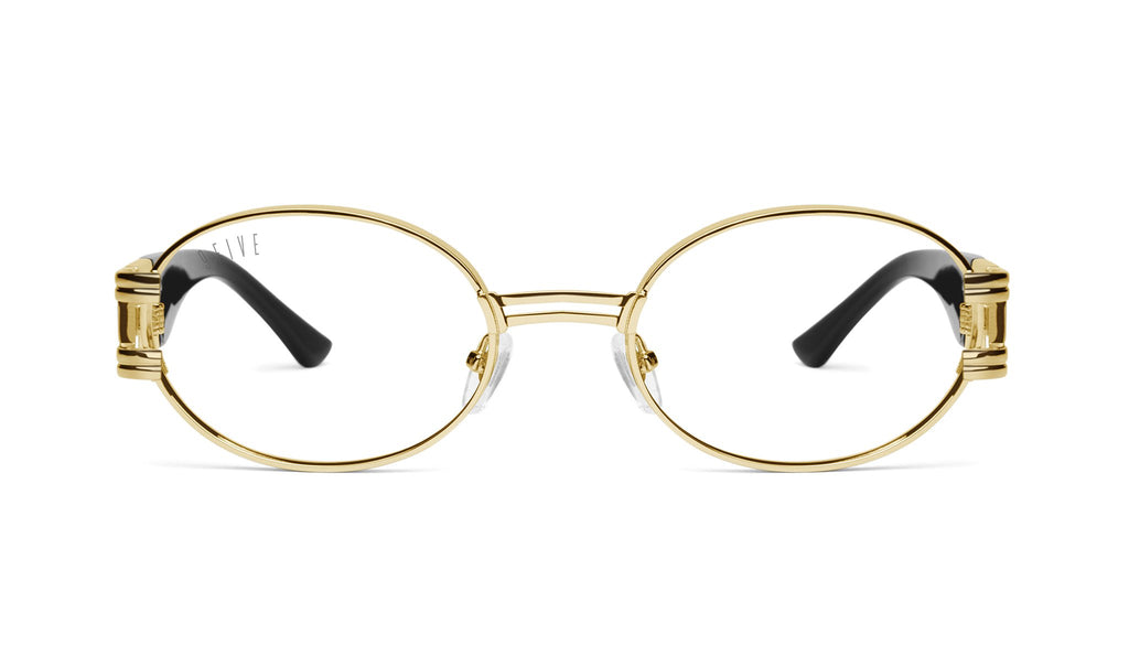 9FIVE St. James Black & 24k Gold Clear Lens Glasses