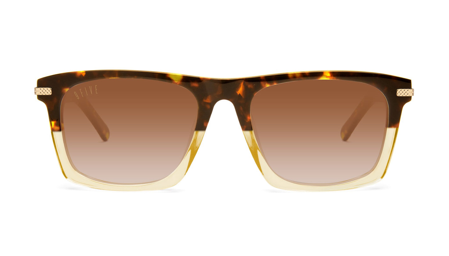 9FIVE Three Tortoise &amp; Gold Split – Tan Gradient Sunglasses