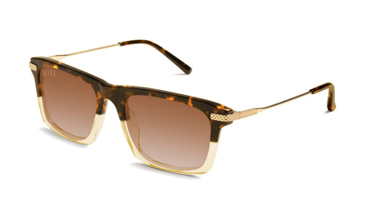 9FIVE Three Tortoise &amp; Gold Split – Tan Gradient Sunglasses