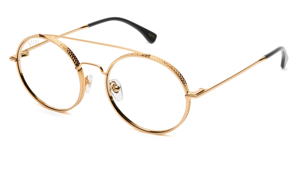 9FIVE 50-50 Gold XL Clear Lens Glasses